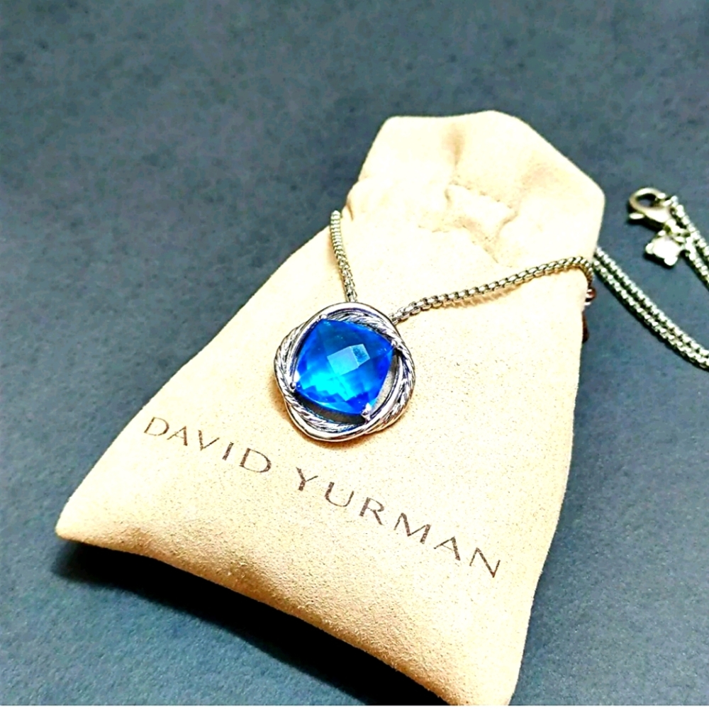 David Yurman Infinity Stering~Blue Topaz Pendant